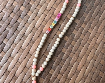 Teacher Lanyard, Colorful Teacher Lanyard, Teacher Name Lanyard, Personalized Wood Bead Lanyard, Personalized Bead Lanyard, Boho Teacher