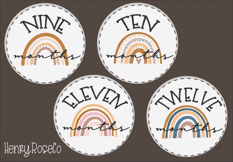 baby month stickers printable milestone stickers rainbow etsy
