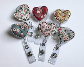Badge Reel, Teacher Badge Reel, Nurse Badge Reel,  Flower Badge Holder, Retractable Badge Reel, Valentine Badge Reel, Heart Badge Reel