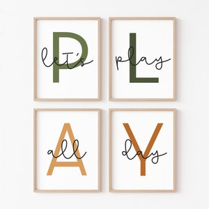Kids Playroom Decor, Play All Day, Playroom Printable, Kids Playroom Wall Art, Nursery Decor, Playroom Decor, Instant Download