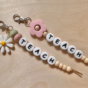 Teacher Keychain, Floral Teacher Keychain, Teacher Appreciation Gift, Teacher Gift, Boho Keychain, Teach Keychain