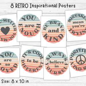 Retro Inspirational Classroom Posters, Positive Affirmation, Classroom Decor, Growth Mindset, Printable Classroom Posters, Classroom Quotes