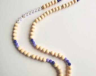 Teacher Lanyard, Colorful Teacher Lanyard, Teacher Name Lanyard, Personalized Wood Bead Lanyard, Personalized Bead Lanyard, Boho Teacher