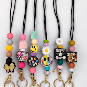 Teacher Lanyard, Colorful Teacher Lanyard, Teacher Name Lanyard, School Nurse Lanyard, Personalized Bead Lanyard, Boho Teacher