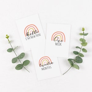 Baby Milestone Cards, Month Milestones, Rainbows, Baby Girl, Printable Cards, Newborn, Baby Month, Téléchargement instantané