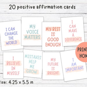 Tarjetas de afirmación positiva, tarjetas de afirmación imprimibles, afirmaciones en el aula, tarjetas de afirmación para niños pequeños, decoración del aula