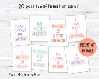 Positive Affirmationskarten, druckbare Affirmationskarten, Affirmationskarten für das Klassenzimmer, Affirmationskarten für Kinder, Kleinkinder, Klassenzimmerdekor