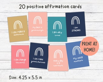 Affirmation Cards, Printable Affirmation Cards, Classroom Affirmations, Positive Affirmation Cards for Kids Toddlers, Classroom Decor