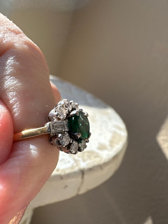 Vintage Emerald and Diamond Ring - image 3