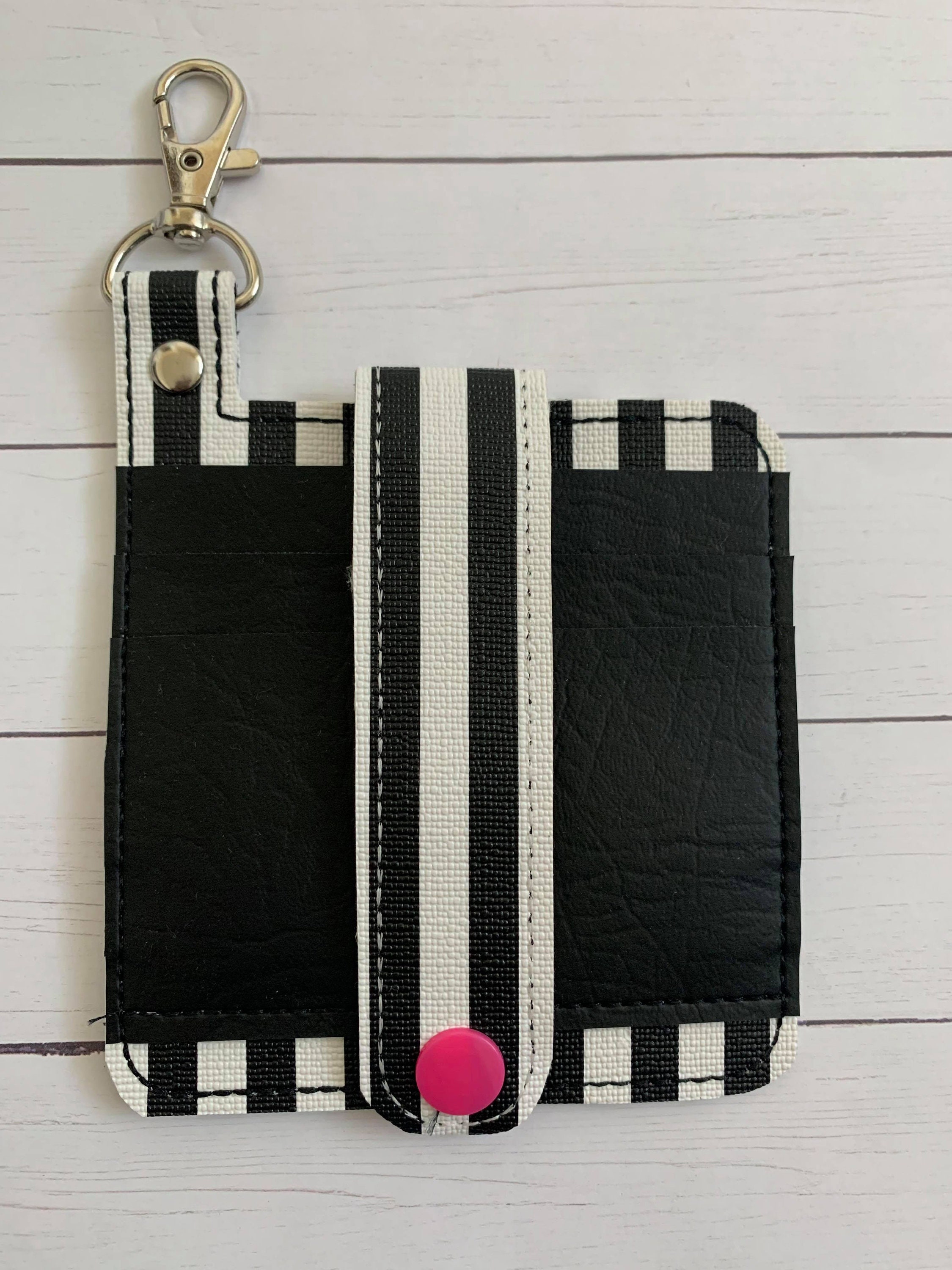 Embroidery Wallet Keychain Black and White Striped Wallet Etsy