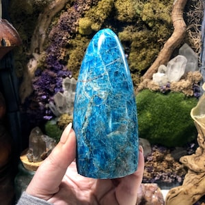 Blue Apatite Freeform, Blue Apatite Mineral Specimen, Blue Apatite Tower, Blue Apatite Crystal Free Form, Apatite Crystal Specimen