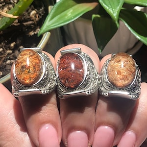 ONE Adjustable Garden Quartz Ring, Silver Lodolite Ring, Silver Garden Quartz Ring, Lodolite Jewelry, Silver Garden Quartz Jewelry