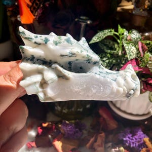 Tree Agate Dragon Head Carving, Crystal Dragon Skull Carving, Moss Agate Dragon Head, Tree Agate Dragon Skull, Crystal Dragon Skull