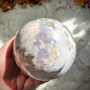 4lb Flower Agate Sphere in Clear Quartz with Chalcedony, Collector Quality Flower Agate, Pastel Flower Agate, Flower Agate Sphere