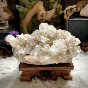 Sparkly Apophyllite Cluster with Tiny Rainbows, Apophyllite Crystal Cluster, Apophyllite Crystal Specimen, Prismatic Apophyllite Specimen