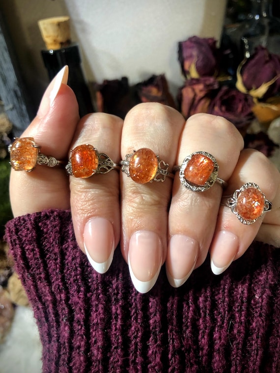 ONE Arusha Sunstone Adjustable Silver Ring, Sunst… - image 1