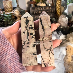 ONE Natural Pink Dendritic Picture Jasper Obelisk Tower, Chinese Painting Stone, Picture Jasper, Dendritic Jasper, Dendritic Picture Jasper