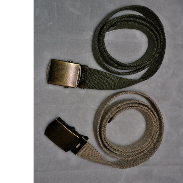 Belt Military Style with Antique Brass Buckle Canvas Heavy Duty Classic