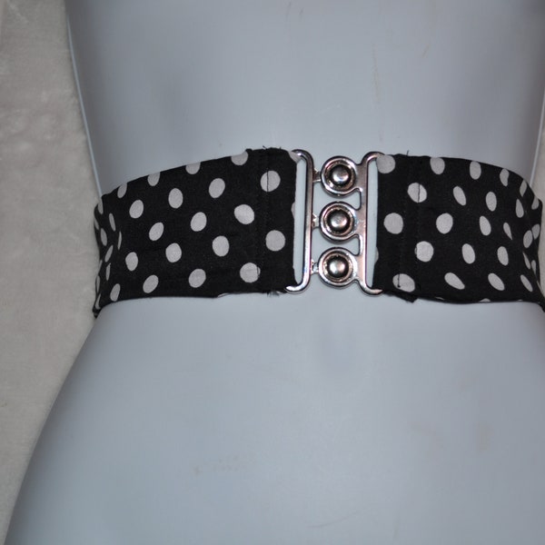 Belt Hell Bunny women's Classic Retro Vintage Stretch Belt Polkadots black