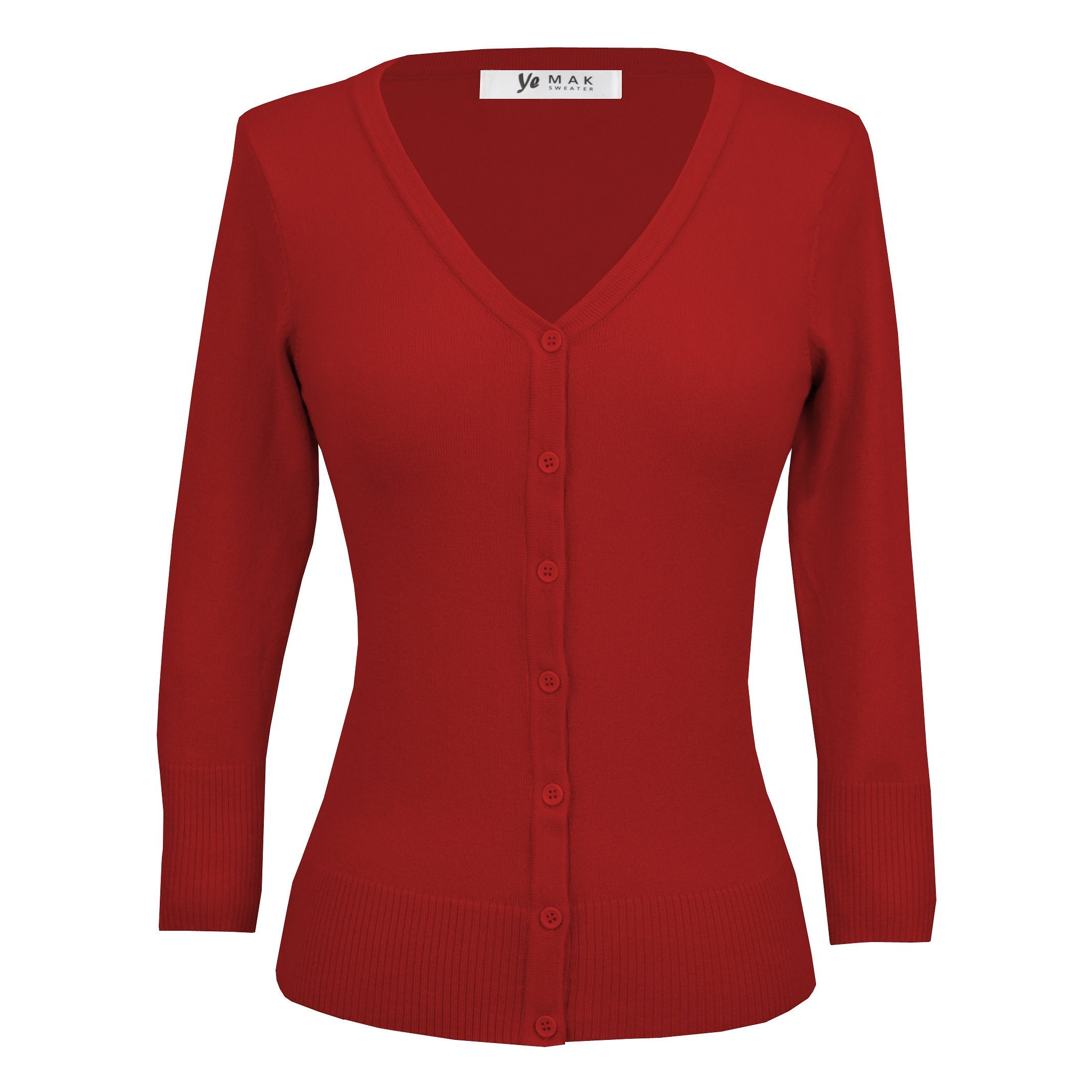 red v neck cardigan sweater
