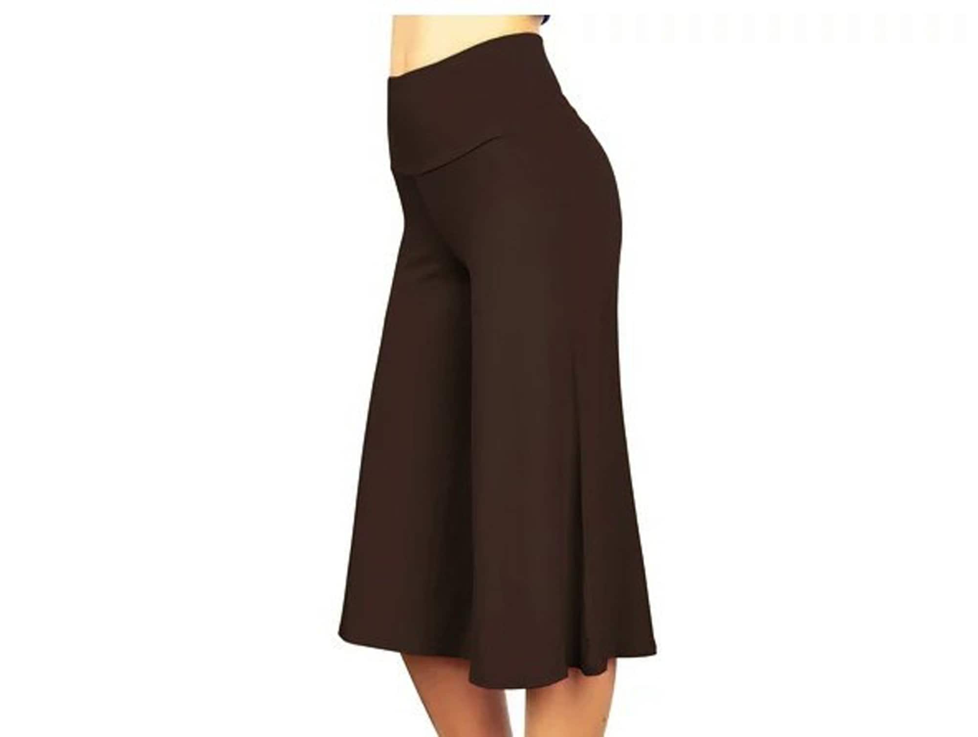 Women's Palazzo Capri Pants Fold Over Waist Gaucho Capri Etsy