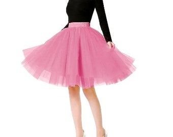 Tutu Skirt Women's Knee Length Sheer A Line Short Knee Length Tutu Tulle Prom Party Skirt