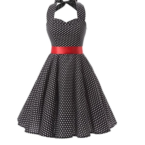 Women's 1950s Vintage Cocktail Dress Halter Retro vintage Rockabilly Swing Dress