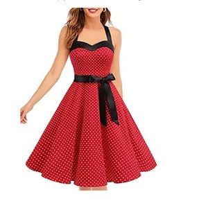 Women's 1950s Vintage Cocktail Dress Halter Retro vintage Rockabilly Swing Dress