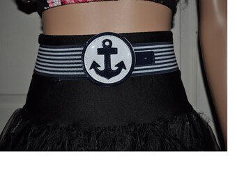 Sailor Belt Boat Anchor Logo Retro Vintage striped Pin UP Rockabilly style