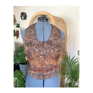 1990s 2000s Y2K-Style Animal Print Vest Top