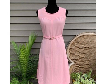 1970s Vintage Pink Mod Classic Dress by Andrea Gayle