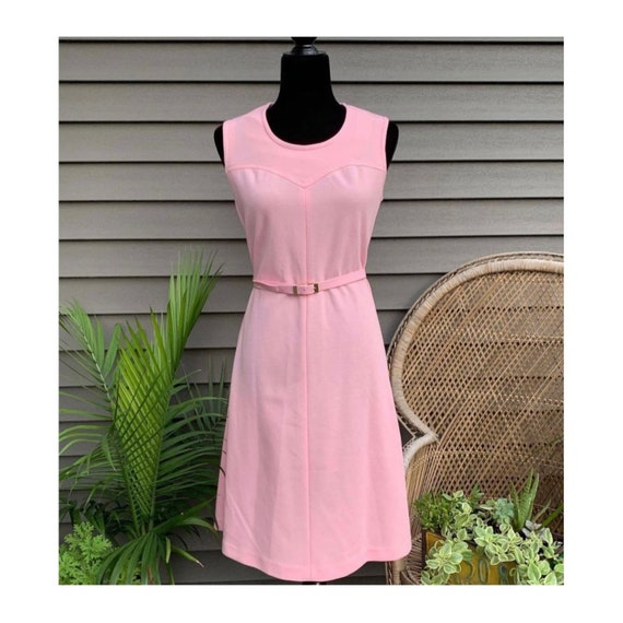 1970s Vintage Pink Mod Classic Dress by Andrea Ga… - image 1