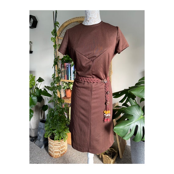 1970s Midi Dress in Brown - 70s Vintage - image 2