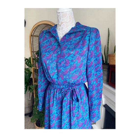 1980s Samantha Stevens Dress with Feather Pattern - image 2