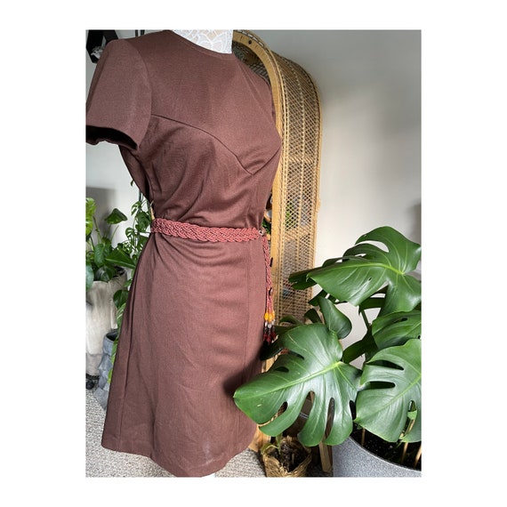 1970s Midi Dress in Brown - 70s Vintage - image 4