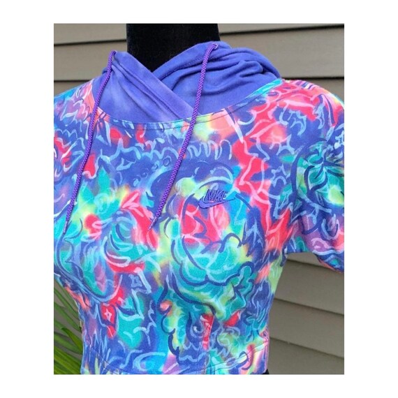 1980s 1990s Nike Cropped Hoodie - Psychedelic Swr… - image 3