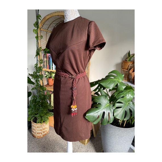 1970s Midi Dress in Brown - 70s Vintage - image 3