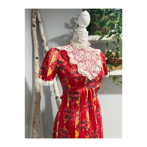 1960s Vintage Prairie Dress with Lace - “Gunne Sax -esque”