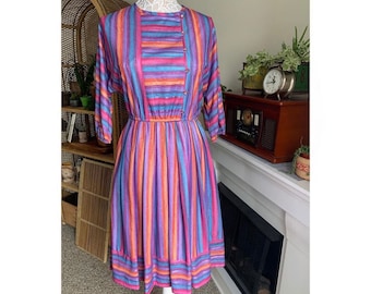 1970s 1980s Rainbow Dress by Cofa’s Closet - Striped