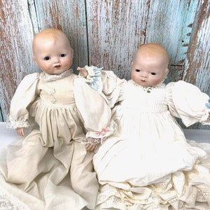 Vintage German Bisque Head Doll: Baby Grace Repo, 1970s
