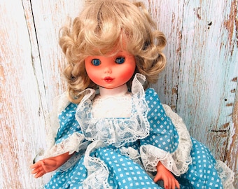 イタリア ビンテージ人形 ヴィンテージ フルガ人形、イタリア製、18インチ、青いスリープアイ