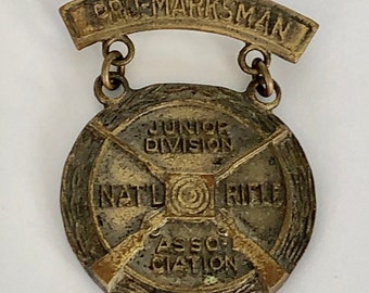 2 piece medals unmarked Vintage 1940/'s National Rifle Association Pro-Marksman Junior Division citations