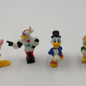 Vintage 1991 Disney Duck Tales Figurines, Kellogg Co, set of 4, original shipping box, Scrooge McDuck, Nephew Duck, Daisy And Gizmoduck