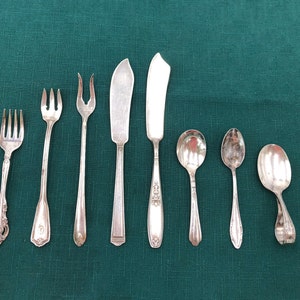 Assorted Vintage Silver Plate Flatware, sold individually, Forks, Butter Spreaders, Spoons, Baby Spoons