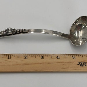 Vintage Sterling Silver Gravy Ladle: F. Ramirez Blossom Design, Mexico