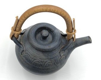 Vintage Asian Chinese Tea Pot with Bamboo Handle