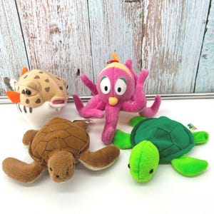 Vintage Plush Ocean Animals, Octopus, Pufferfish, Sea Turtles, 6 - 8", Realistic toys, Smithsonian, Wild Republic, Circus Resort, Zangeen