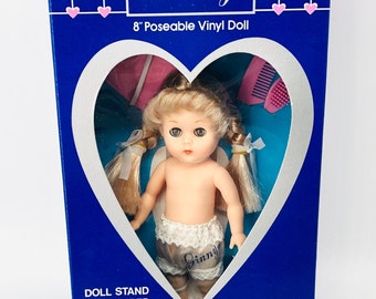 Vintage Vogue Ginny Doll: 8&quot; Poseable, Blonde Braids, MIB