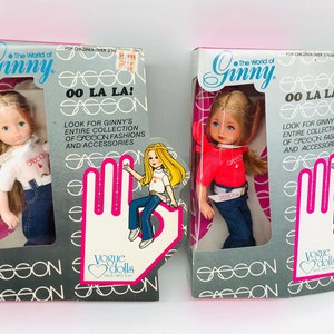 Vintage Ginny Doll, Vogue Ginny, Videl Sasson Fashion Ginny Doll, MIB, Designer Logo Doll Clothing, Hair Style Fashions, Vintage Vogue, 1981