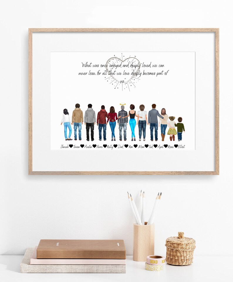 Personalized Big Family Wall Art Family Portrait Home Decor Etsy